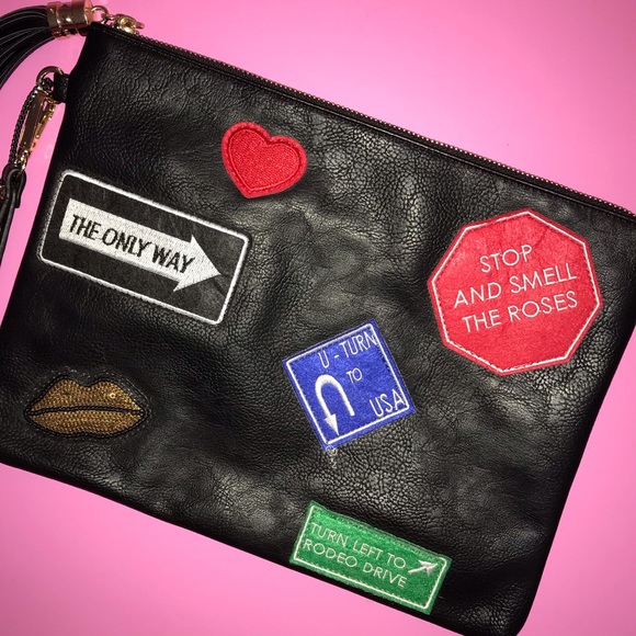 Betsey Johnson Pouch Rodeo Drive Patch Fun Signs - Picture 1 of 15